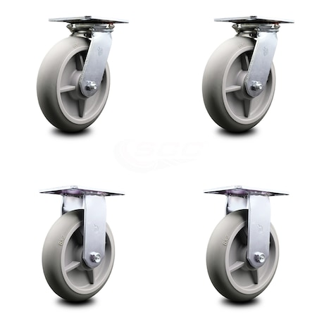 Service Caster 8 Inch Thermoplastic Caster Set with Ball Bearings 2 Swivel 2 Rigid SCC SCC-35S820-TPRBD-2-R-2